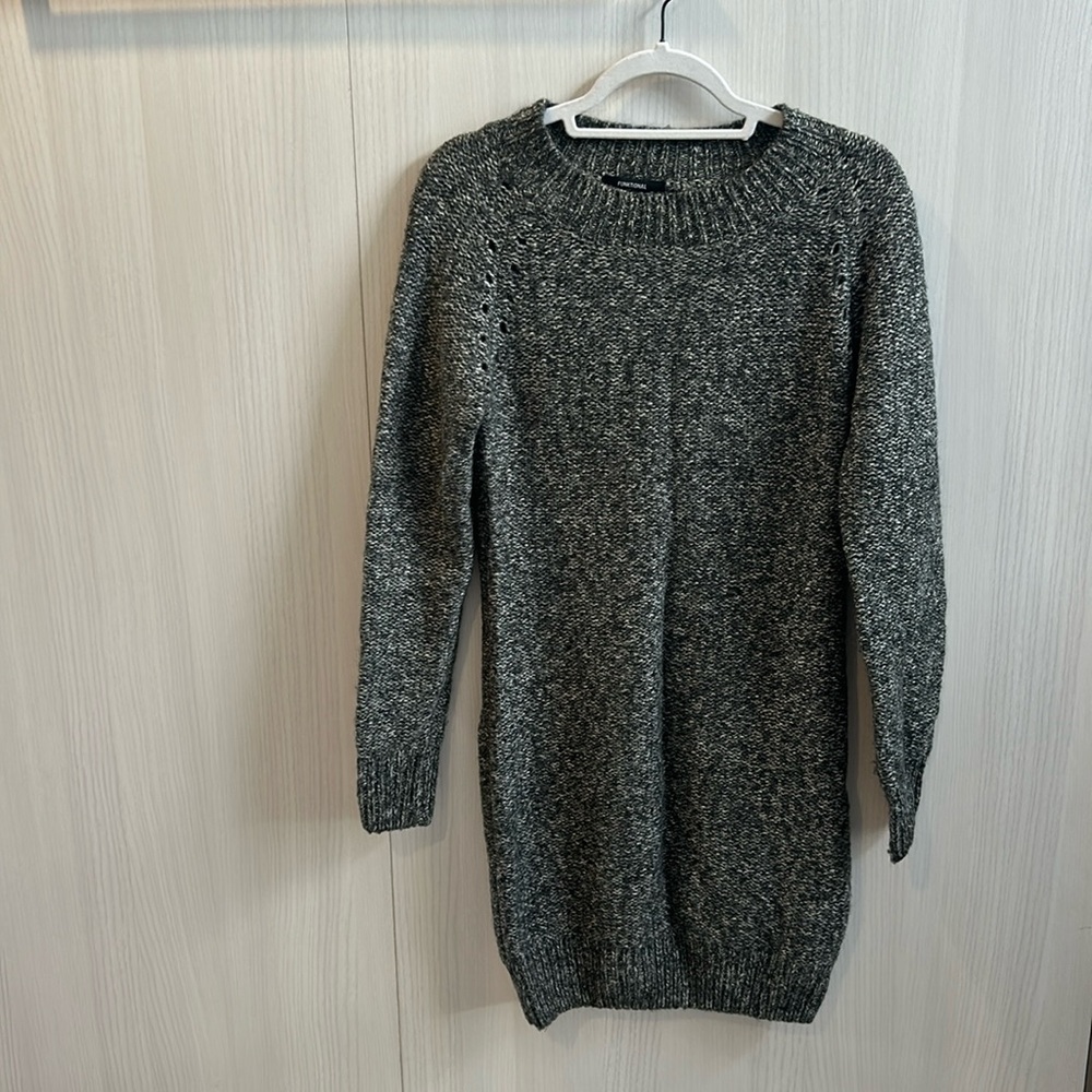 Functional brand wool cotton blend sweater dress in charcoal grey excellent S